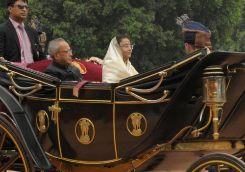 Madam and Pranabda Proceeding to Parliament House for His Swearing in Ceremony